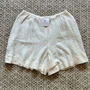 Boheme Off White Cotton Gauze Shorts with Elastic Waistband